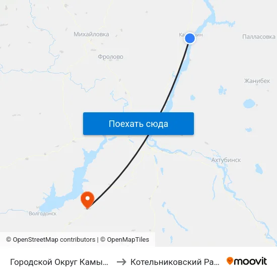 Городской Округ Камышин to Котельниковский Район map