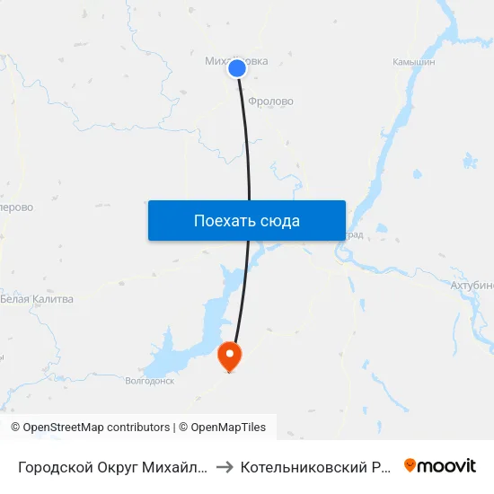 Городской Округ Михайловка to Котельниковский Район map