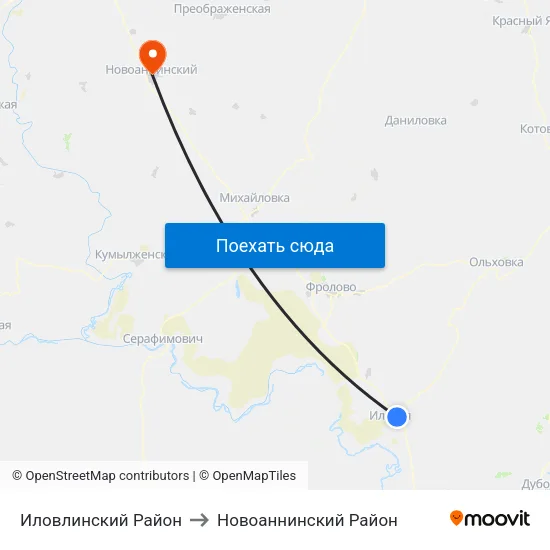 Иловлинский Район to Новоаннинский Район map