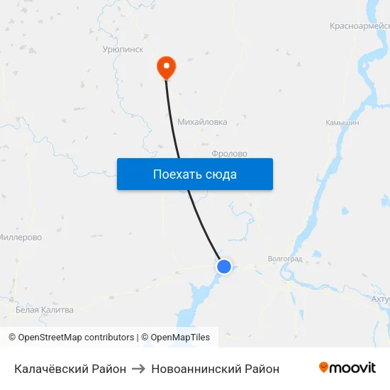 Калачёвский Район to Новоаннинский Район map