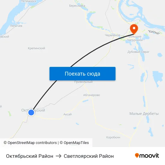 Октябрьский Район to Светлоярский Район map