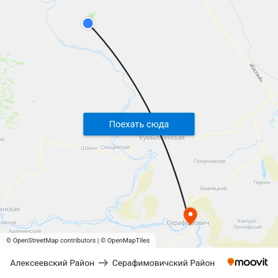 Алексеевский Район to Серафимовичский Район map