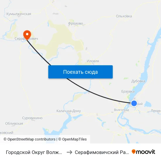 Городской Округ Волжский to Серафимовичский Район map