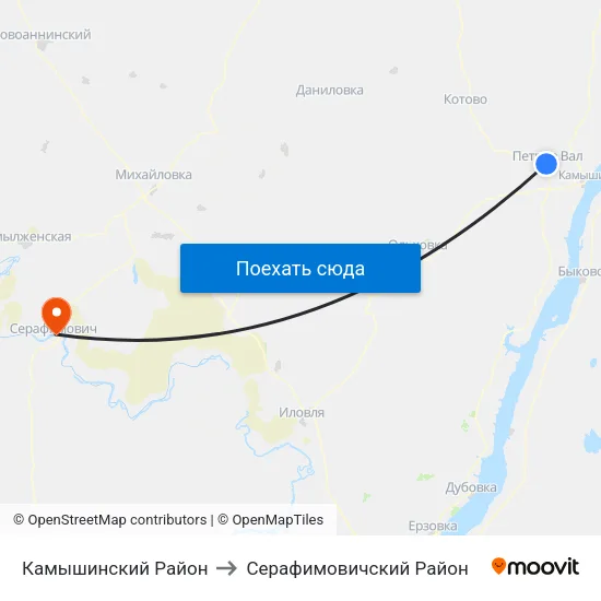 Камышинский Район to Серафимовичский Район map