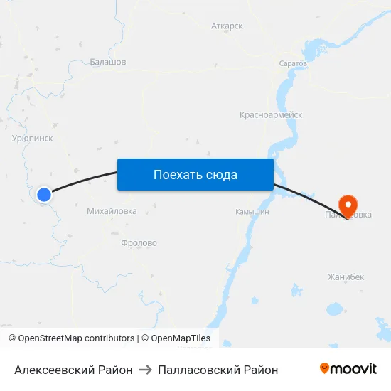 Алексеевский Район to Палласовский Район map