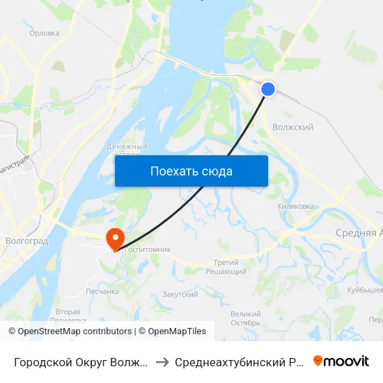Городской Округ Волжский to Среднеахтубинский Район map