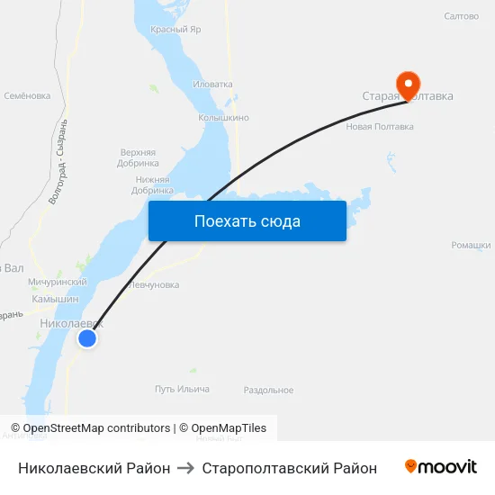 Николаевский Район to Старополтавский Район map