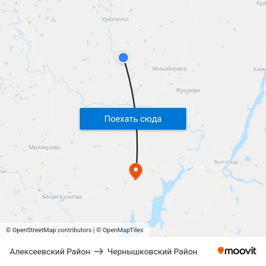 Алексеевский Район to Чернышковский Район map
