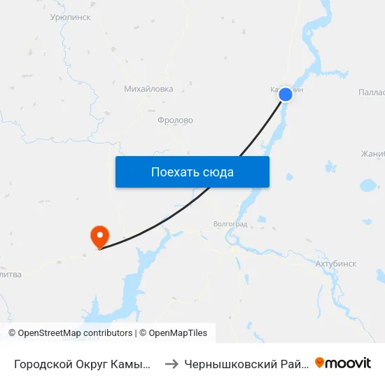 Городской Округ Камышин to Чернышковский Район map