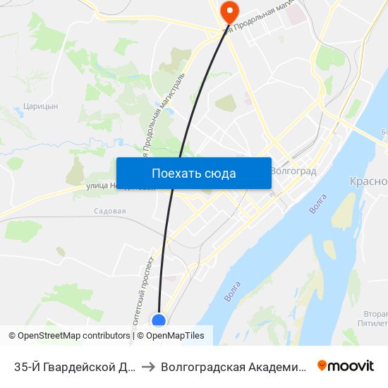 35-Й Гвардейской Дивизии (А) to Волгоградская Академия Мвд России map