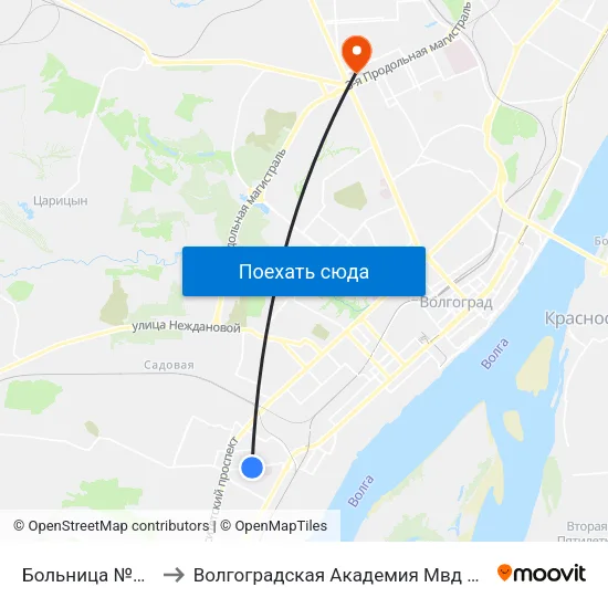 Больница №7 (А) to Волгоградская Академия Мвд России map
