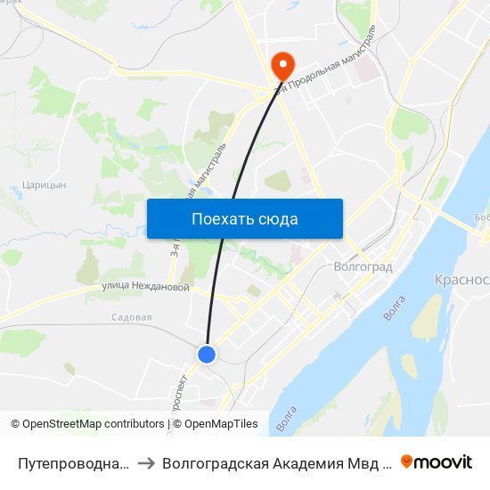 Путепроводная (А) to Волгоградская Академия Мвд России map
