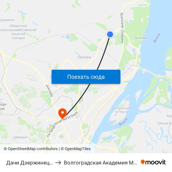 Дачи Дзержинец Тр. (А) to Волгоградская Академия Мвд России map