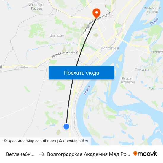 Ветлечебница to Волгоградская Академия Мвд России map