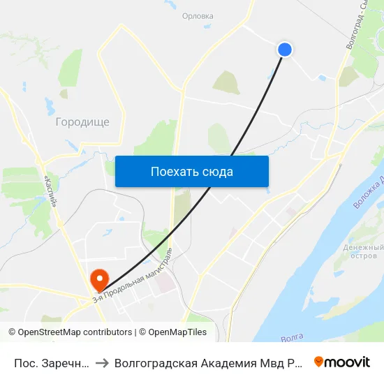 Пос. Заречный to Волгоградская Академия Мвд России map