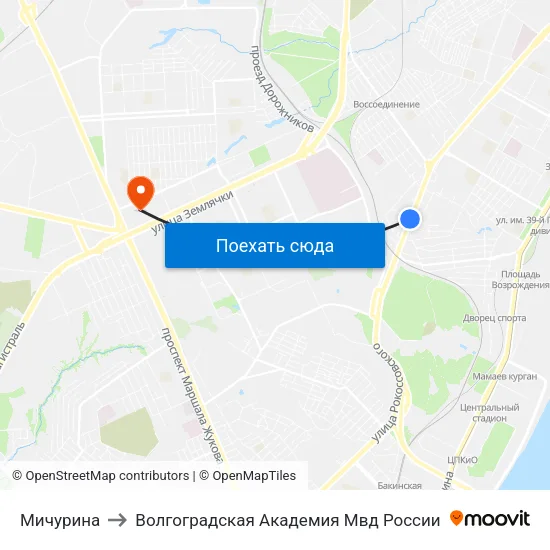 Мичурина to Волгоградская Академия Мвд России map