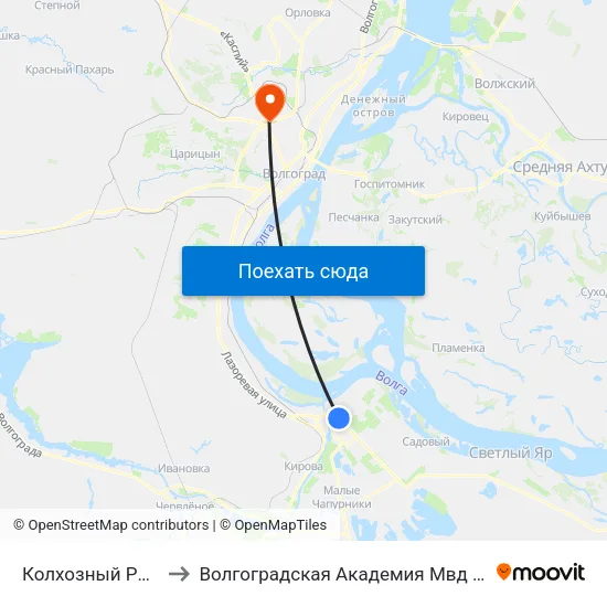 Колхозный Рынок to Волгоградская Академия Мвд России map