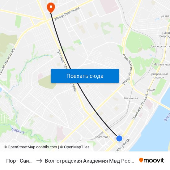 Порт-Саида to Волгоградская Академия Мвд России map