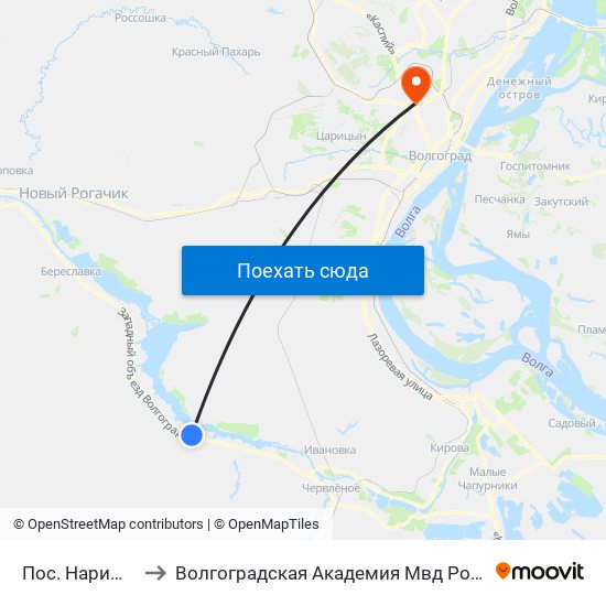 Пос. Нариман to Волгоградская Академия Мвд России map