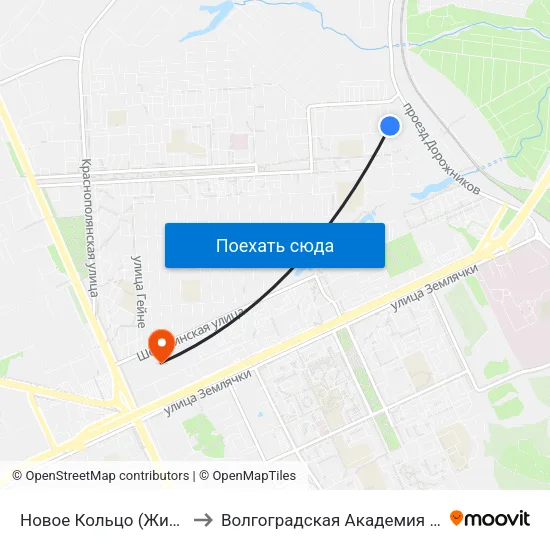 Новое Кольцо (Жилгородок) to Волгоградская Академия Мвд России map
