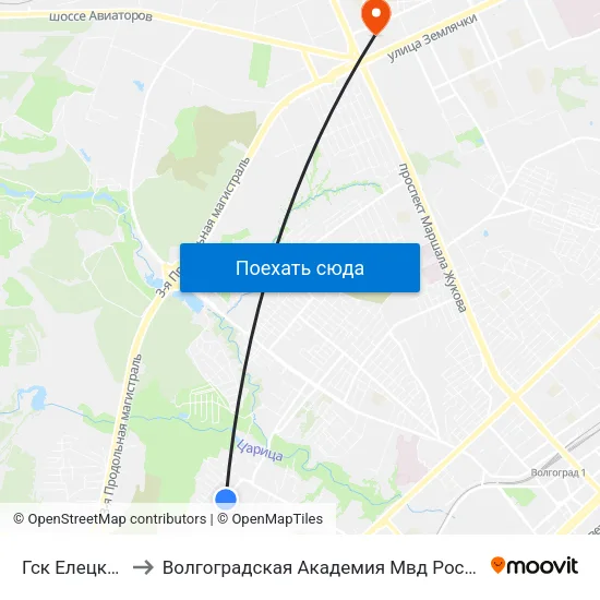 Гск Елецкий to Волгоградская Академия Мвд России map