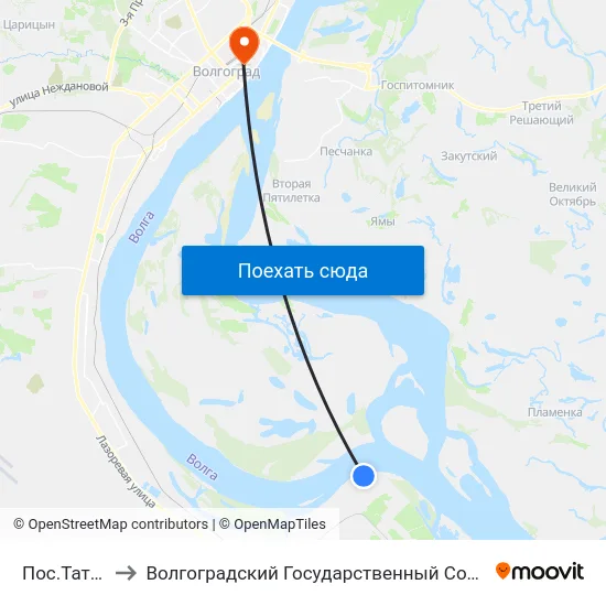 Пос.Татьянка-1 (А) to Волгоградский Государственный Социально-Педагогический Университет map