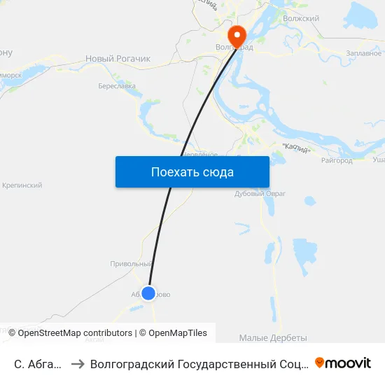 С. Абганерово (А) to Волгоградский Государственный Социально-Педагогический Университет map