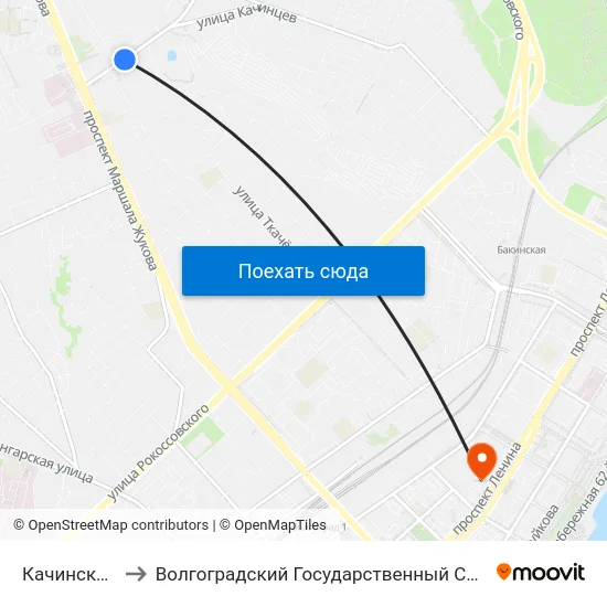 Качинский Рынок (А) to Волгоградский Государственный Социально-Педагогический Университет map