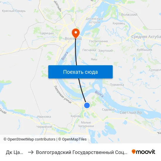 Дк Царицын (А) to Волгоградский Государственный Социально-Педагогический Университет map
