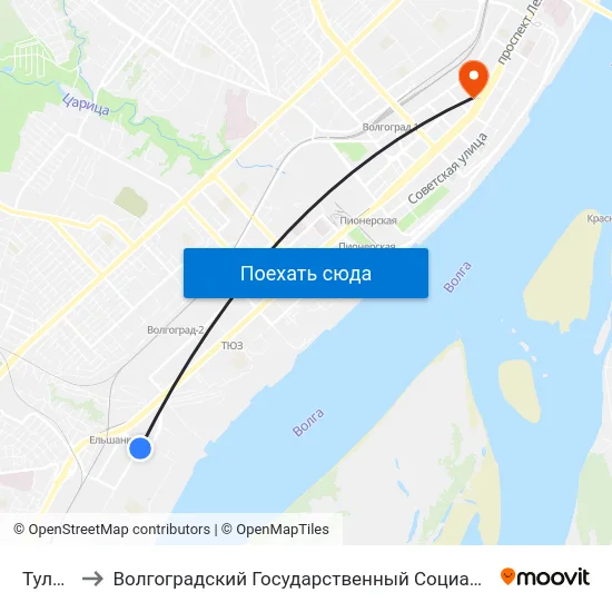 Тулака (А) to Волгоградский Государственный Социально-Педагогический Университет map