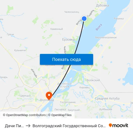 Дачи Пичуга Тр. (Б) to Волгоградский Государственный Социально-Педагогический Университет map