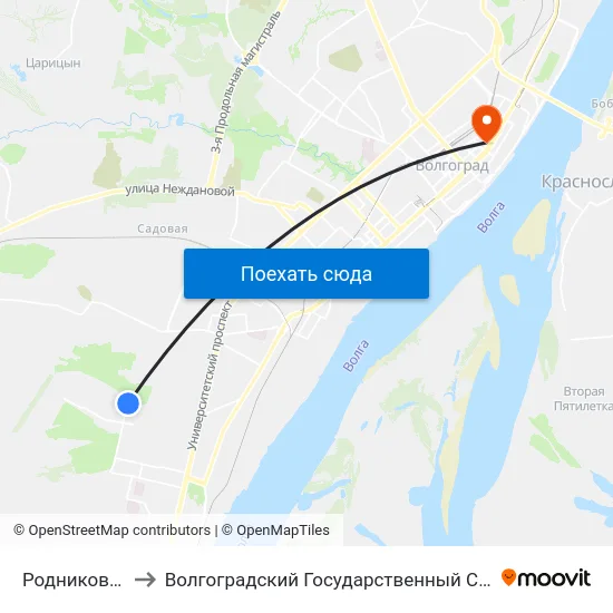 Родниковая Долина (Б) to Волгоградский Государственный Социально-Педагогический Университет map