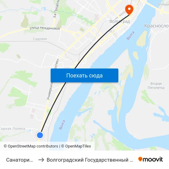 Санаторий Волгоград (Б) to Волгоградский Государственный Социально-Педагогический Университет map