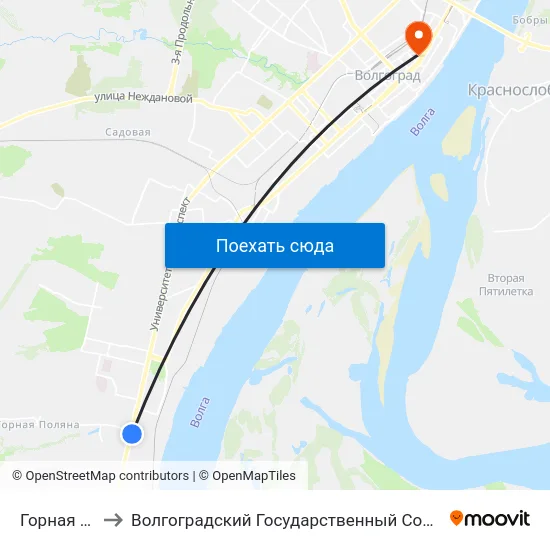 Горная Поляна (А) to Волгоградский Государственный Социально-Педагогический Университет map