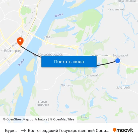 Бурковка (Б) to Волгоградский Государственный Социально-Педагогический Университет map
