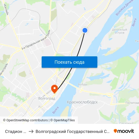 Стадион Монолит (Б) to Волгоградский Государственный Социально-Педагогический Университет map