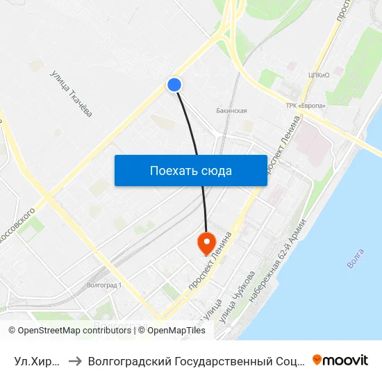 Ул.Хиросимы (А) to Волгоградский Государственный Социально-Педагогический Университет map