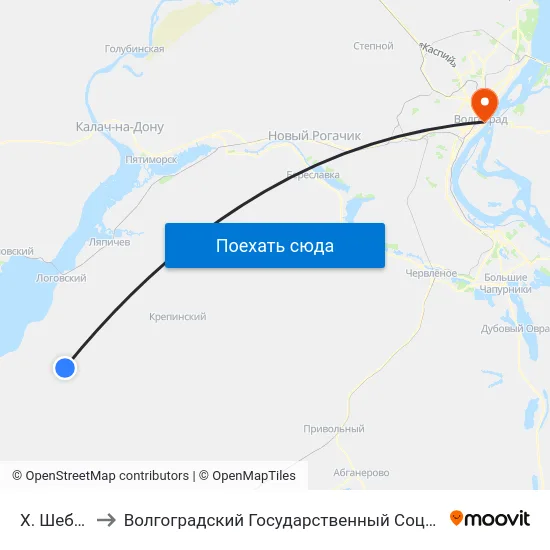 Х. Шебалино (А) to Волгоградский Государственный Социально-Педагогический Университет map