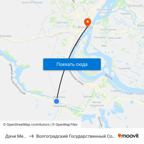 Дачи Мечта-2 Тр. (А) to Волгоградский Государственный Социально-Педагогический Университет map