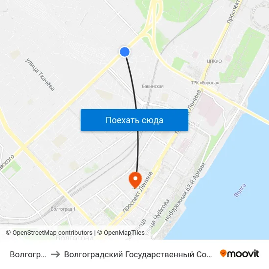 Волгоградсити (А) to Волгоградский Государственный Социально-Педагогический Университет map