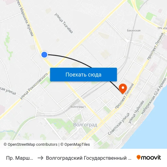 Пр. Маршала Жукова (А) to Волгоградский Государственный Социально-Педагогический Университет map