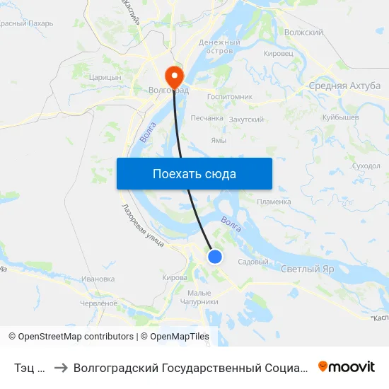 Тэц №2 (А) to Волгоградский Государственный Социально-Педагогический Университет map