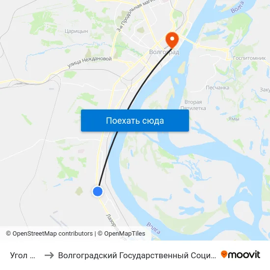 Угол Парка (А) to Волгоградский Государственный Социально-Педагогический Университет map