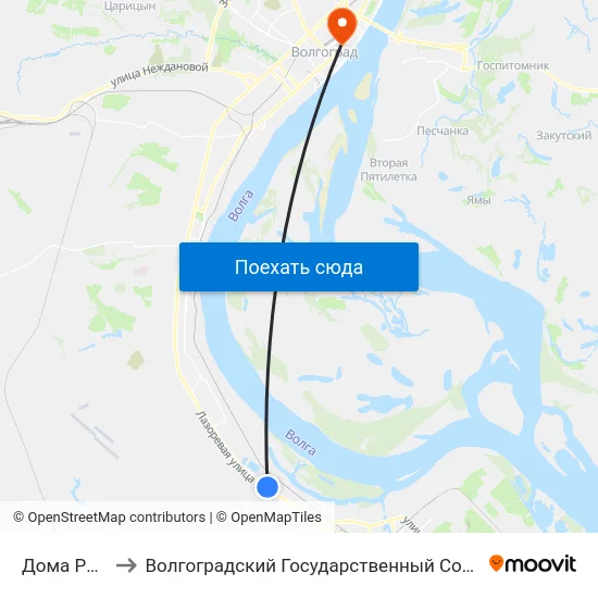 Дома Речников (А) to Волгоградский Государственный Социально-Педагогический Университет map