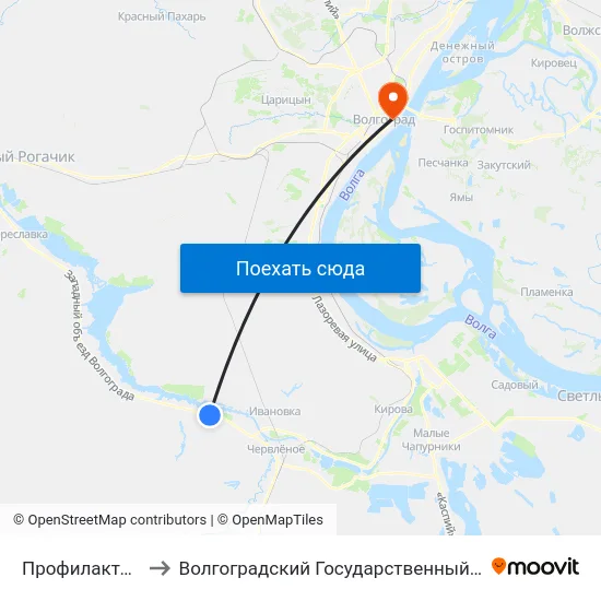 Профилакторий Вспкз Тр. (Б) to Волгоградский Государственный Социально-Педагогический Университет map