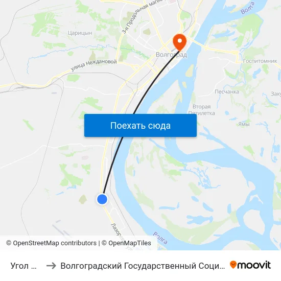Угол Парка (А) to Волгоградский Государственный Социально-Педагогический Университет map