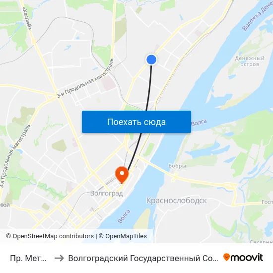 Пр. Металлургов (Б) to Волгоградский Государственный Социально-Педагогический Университет map