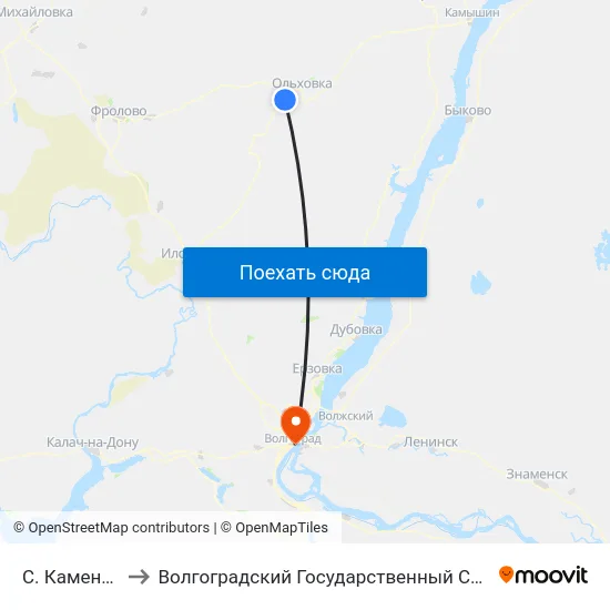 С. Каменный Брод (А) to Волгоградский Государственный Социально-Педагогический Университет map