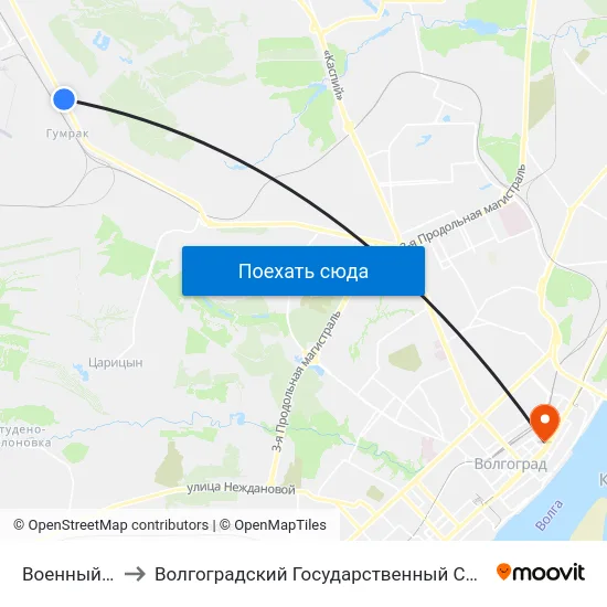 Военный Городок (А) to Волгоградский Государственный Социально-Педагогический Университет map