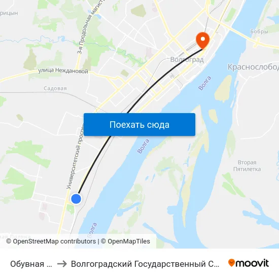 Обувная Фабрика (А) to Волгоградский Государственный Социально-Педагогический Университет map